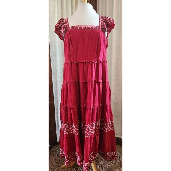 Knox Rose red ruffled sundress with embroidery - Picture 1 of 16